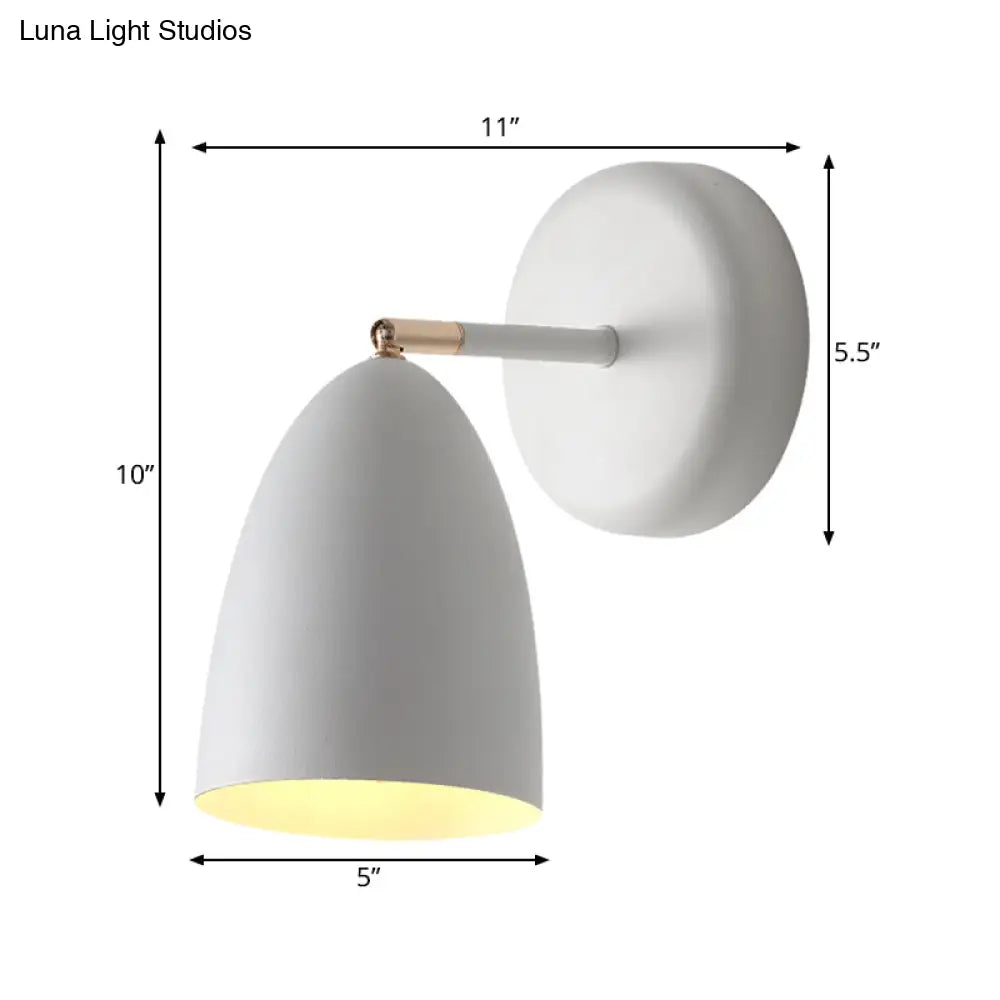 Minimalist 1-Bulb White Wall Sconce Light With Metal Shade