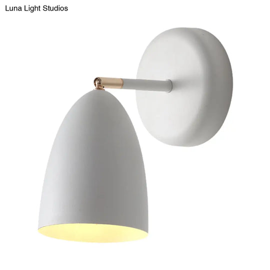 Minimalist 1-Bulb White Wall Sconce Light With Metal Shade