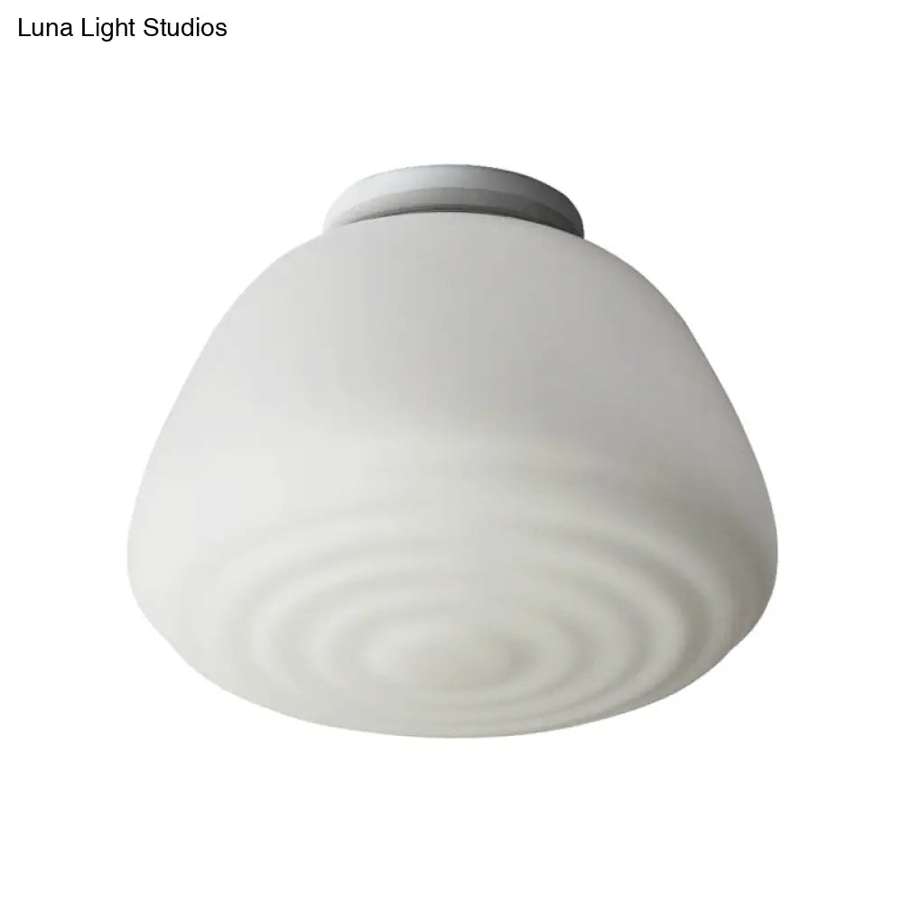 Minimalist 1 Head Flush Mount Lantern Light With Opal Glass Shade For Kitchen - 6/8 W Cone Lighting