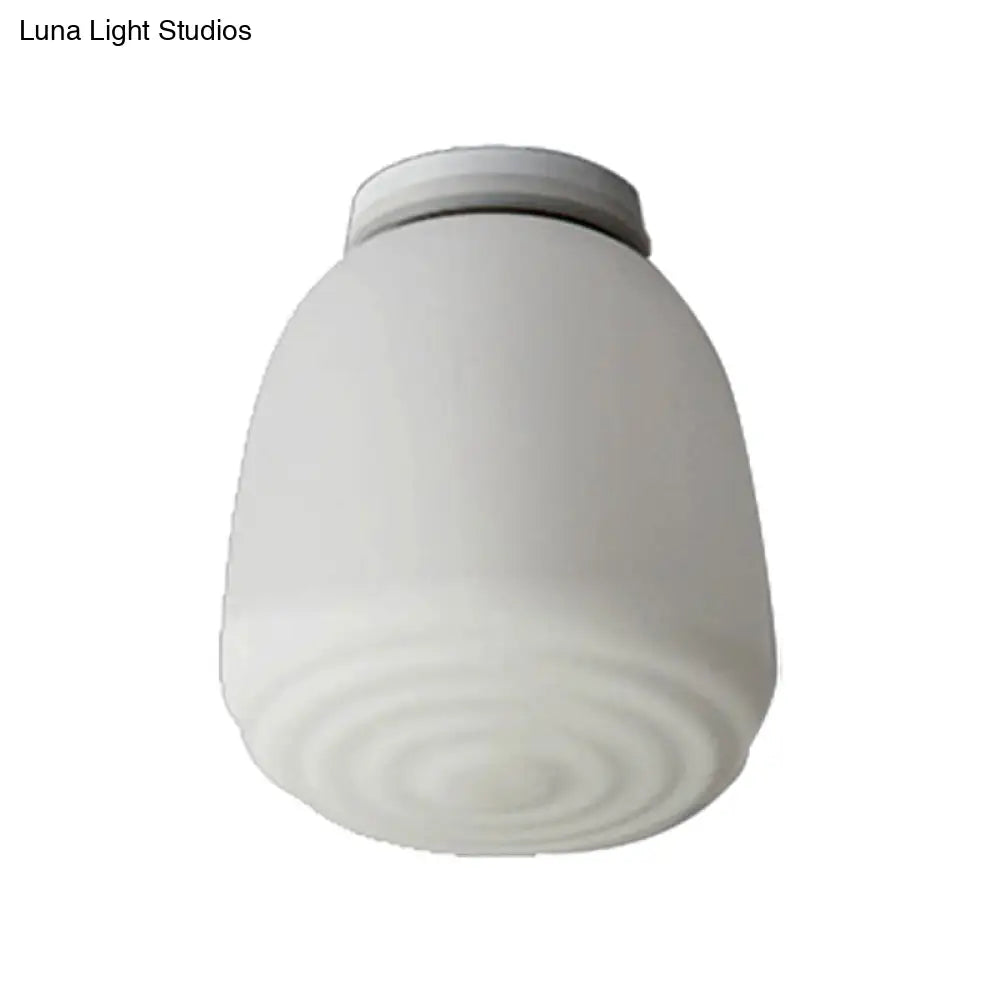 Minimalist 1 Head Flush Mount Lantern Light With Opal Glass Shade For Kitchen - 6’/8’ W Cone