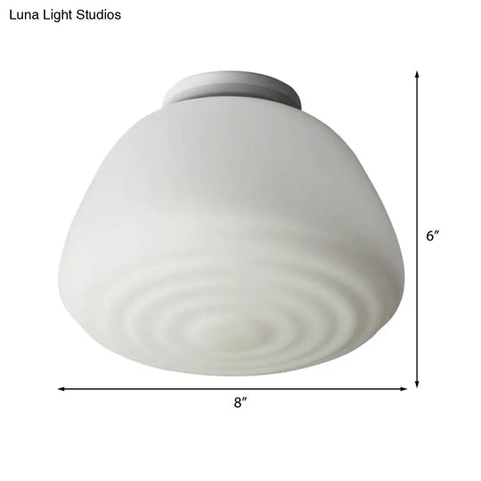 Minimalist 1 Head Flush Mount Lantern Light With Opal Glass Shade For Kitchen - 6/8 W Cone Lighting