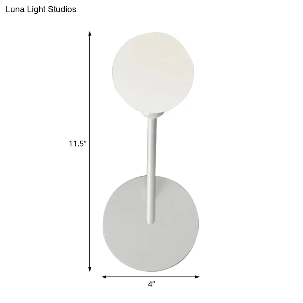 Minimalist 1 Head Frosted Glass Wall Sconce Light In White Finish For Bedroom