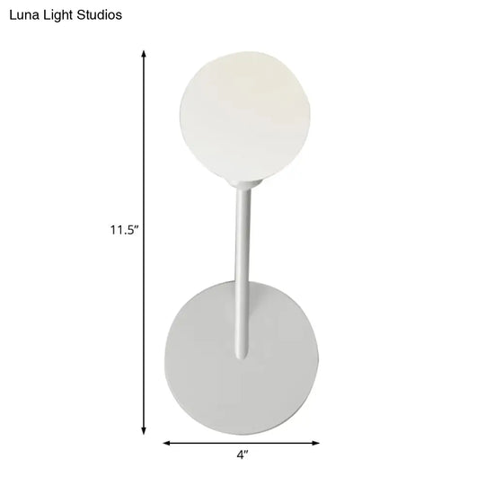 Minimalist 1 Head Frosted Glass Wall Sconce Light In White Finish For Bedroom