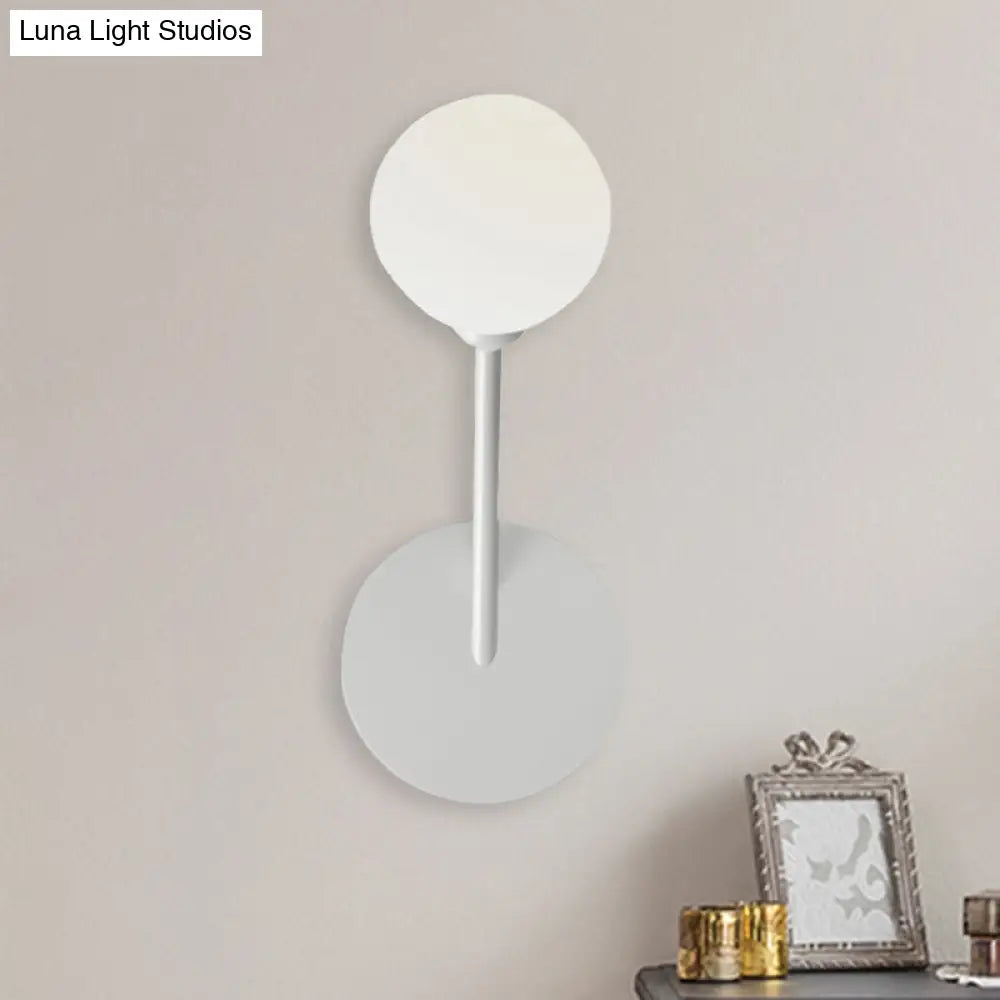 Minimalist 1 Head Frosted Glass Wall Sconce Light In White Finish For Bedroom