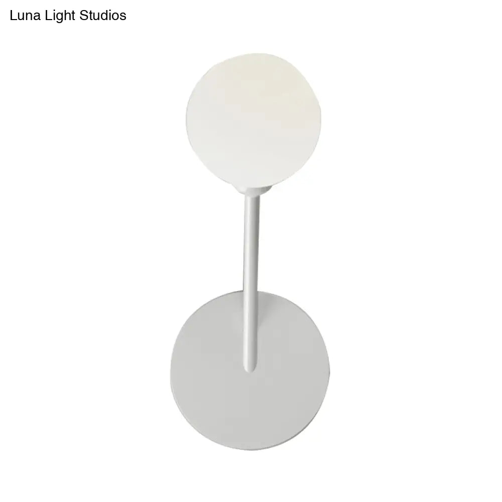 Minimalist 1 Head Frosted Glass Wall Sconce Light In White Finish For Bedroom