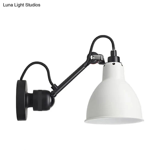 Minimalist 1-Head Wall Lamp With Metal Shade - Black/White Sconce Lighting For Living Room