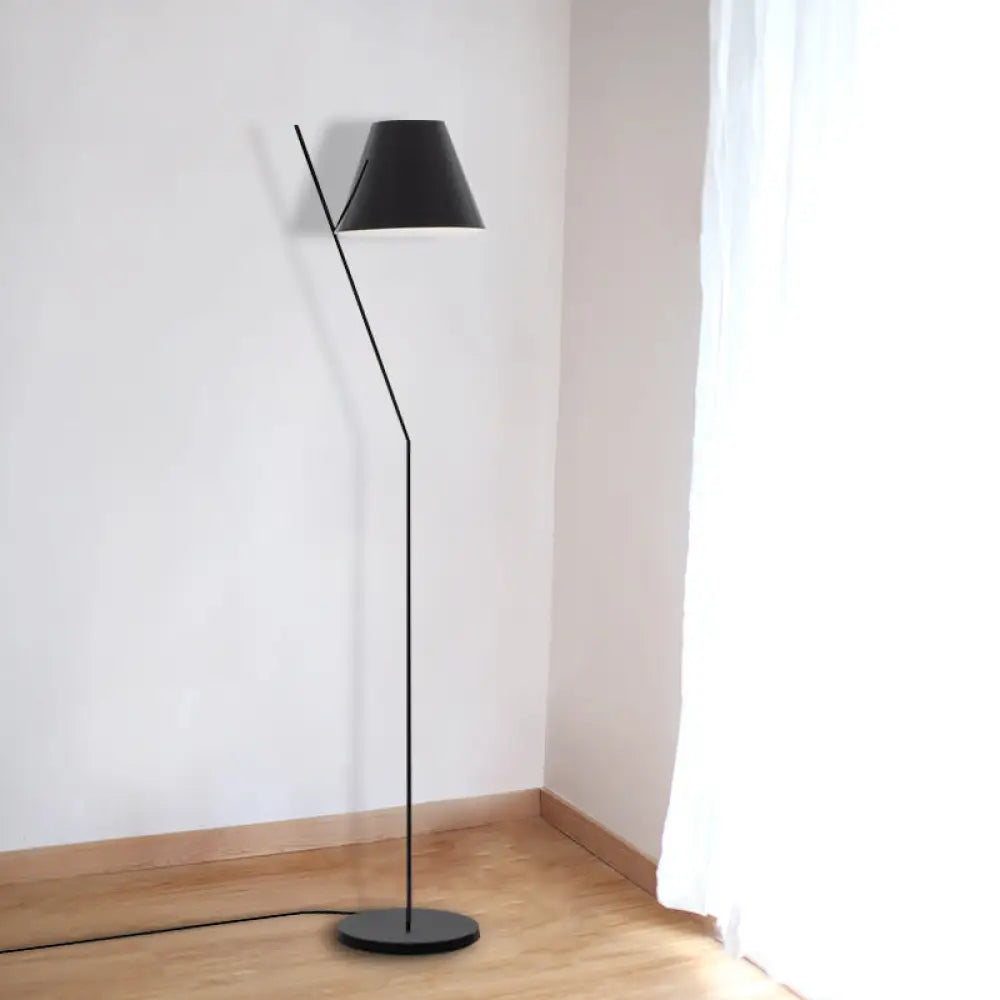 Minimalist 1-Light Black Cone Floor Lamp For Drawing Room - Elegant Fabric Lighting