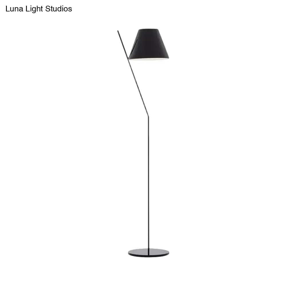 Minimalist 1-Light Black Cone Floor Lamp For Drawing Room - Elegant Fabric Lighting