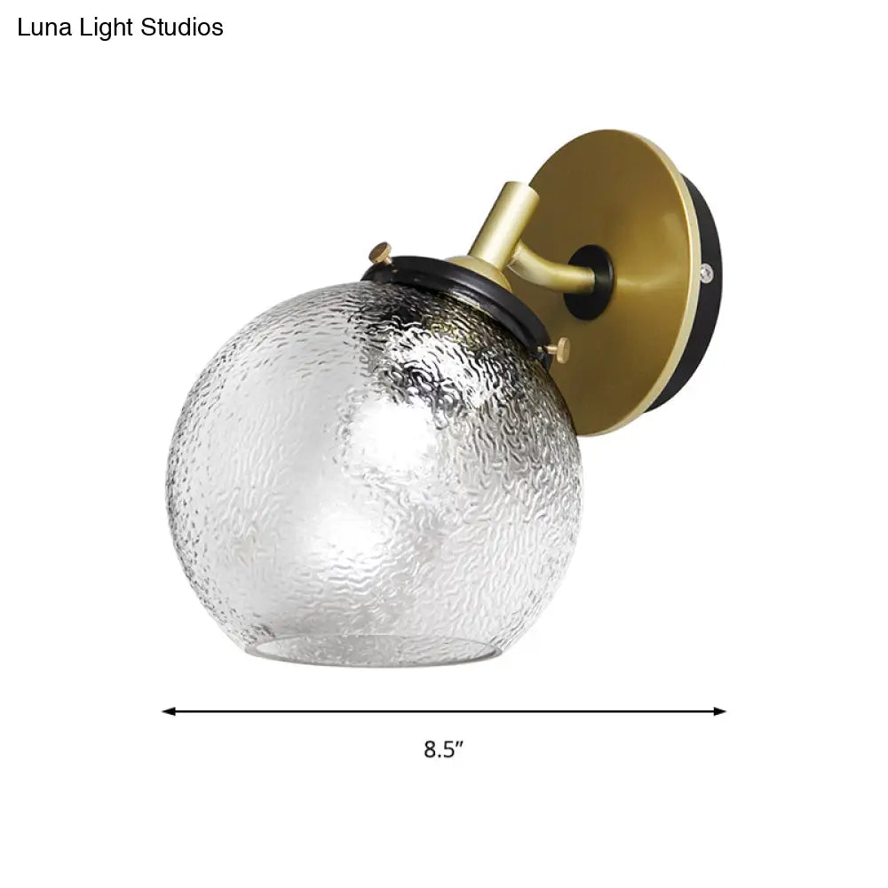 Minimalist 1-Light Gold Wall Sconce: Exposed Ball Design For Living Room Water Glass Feature