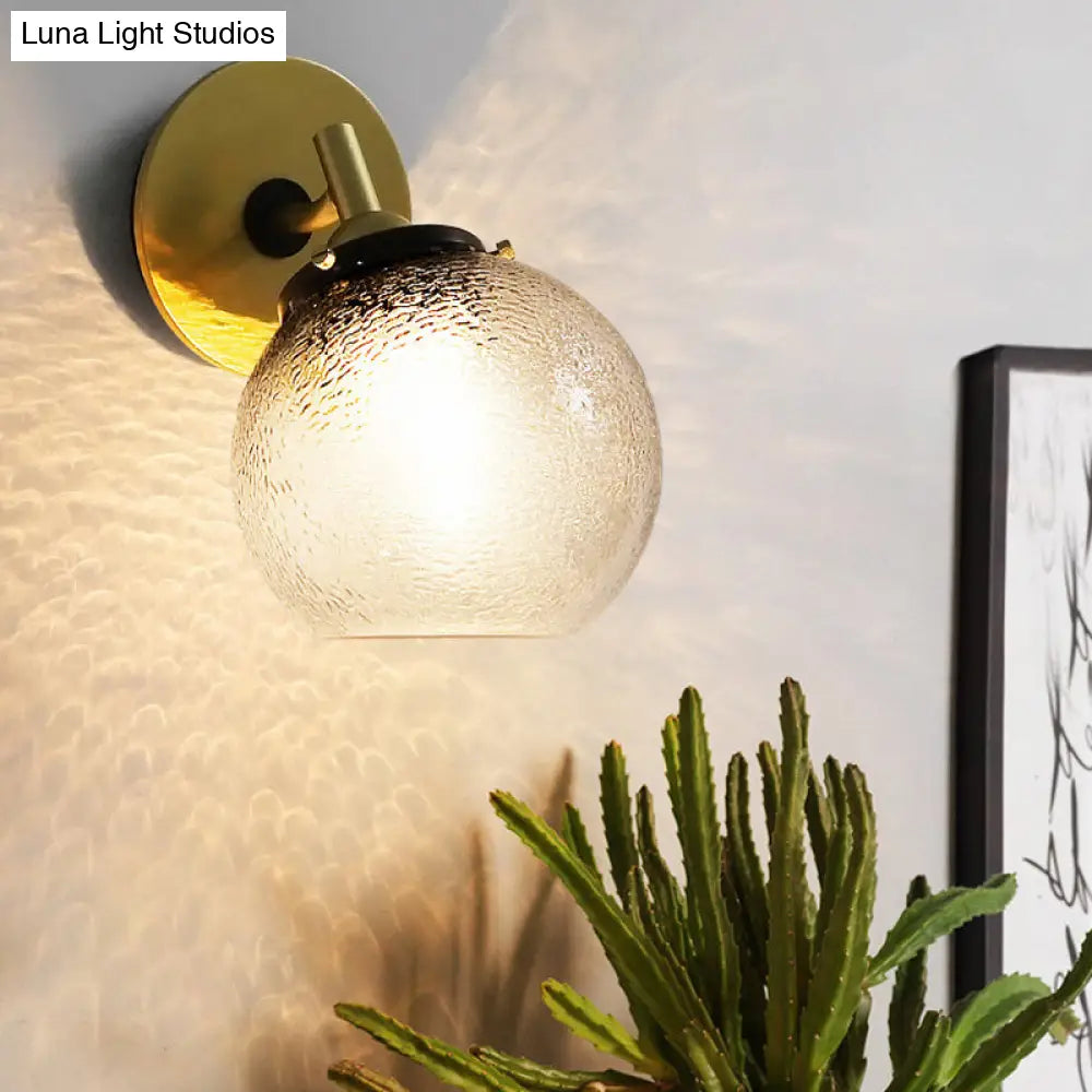 Minimalist 1-Light Gold Wall Sconce: Exposed Ball Design For Living Room Water Glass Feature