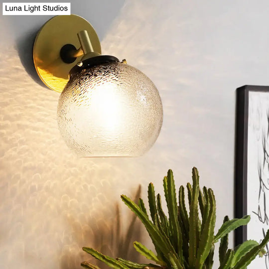 Minimalist 1-Light Gold Wall Sconce: Exposed Ball Design For Living Room Water Glass Feature