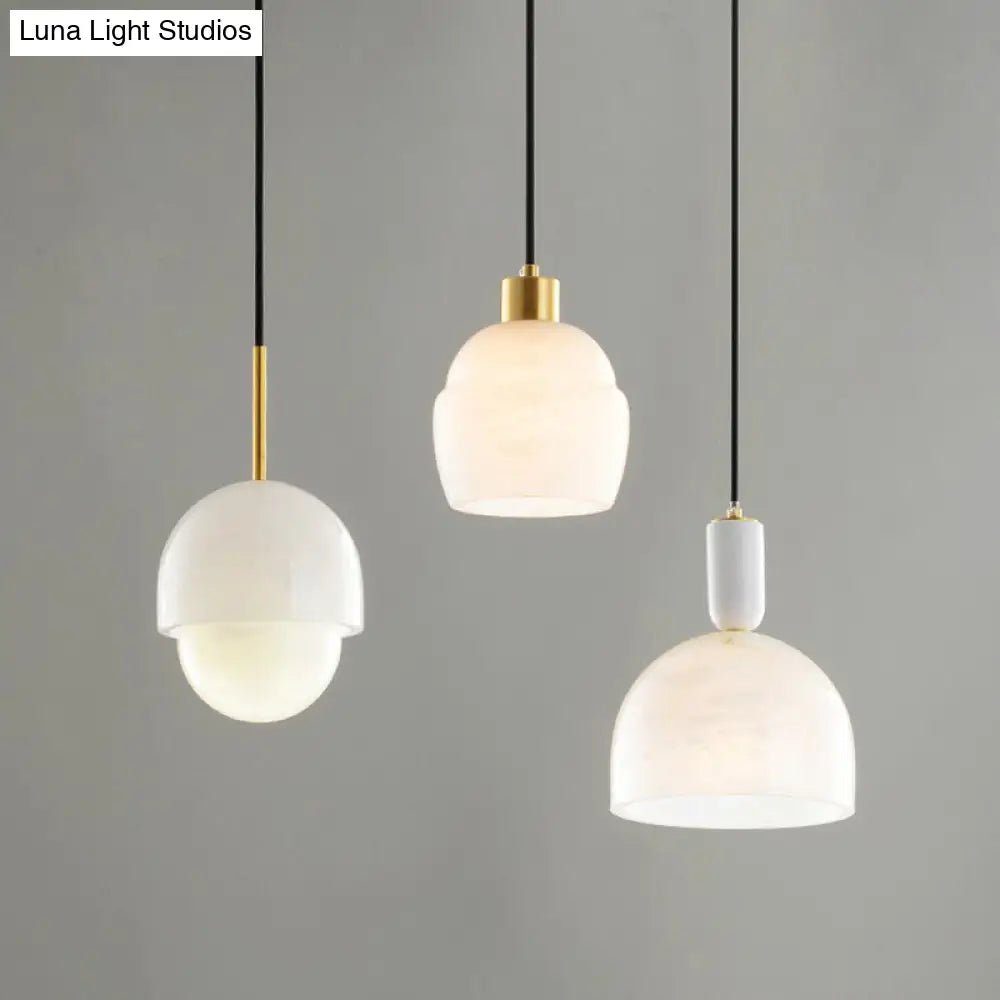 Minimalist 1-Light White Pendant Lighting Kit For Bedroom - Small Size