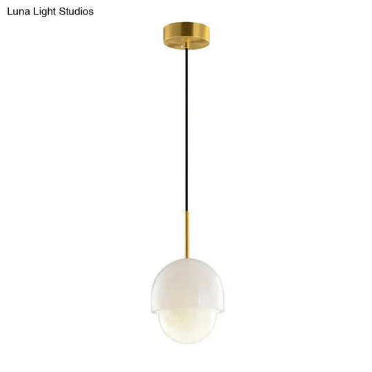 White Small Pendant Lighting: Modern Minimalist 1-Light Marble Hanging Light For Bedroom