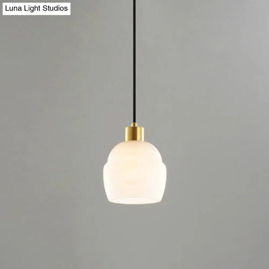 White Small Pendant Lighting: Modern Minimalist 1-Light Marble Hanging Light For Bedroom / B