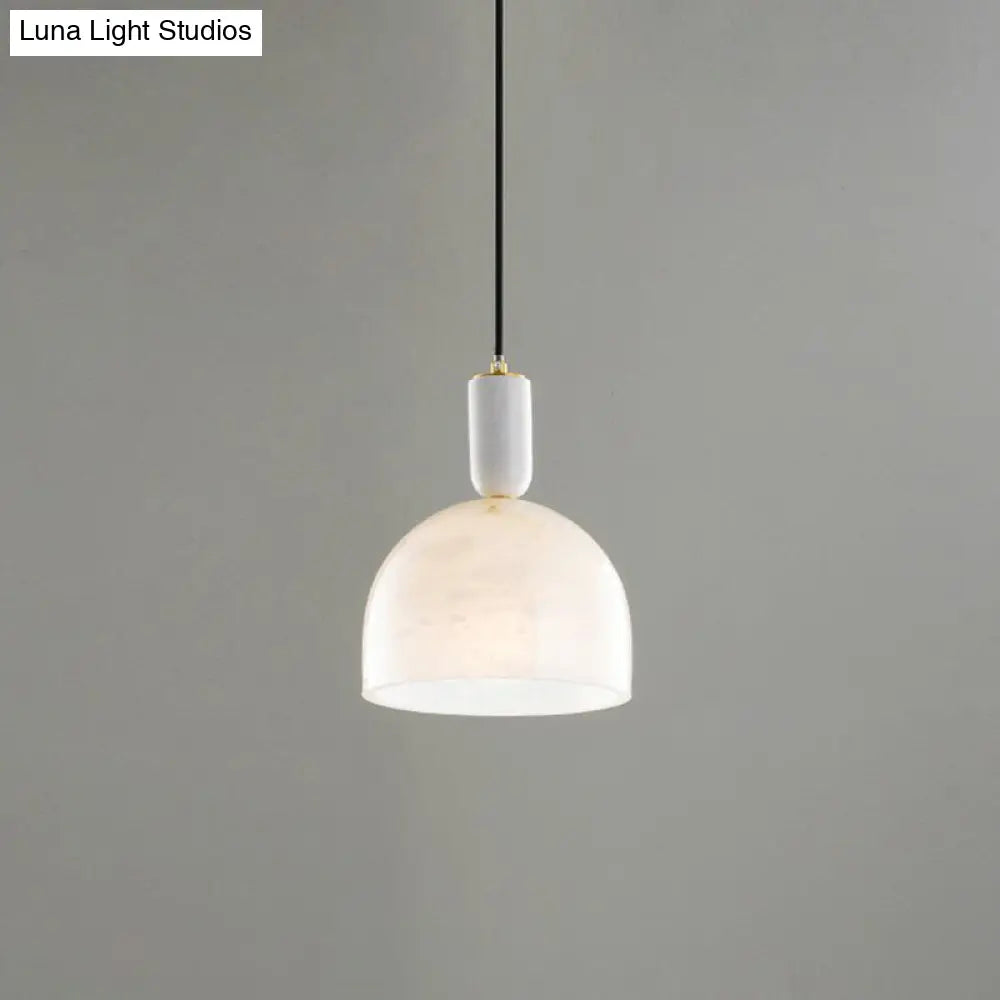 White Small Pendant Lighting: Modern Minimalist 1-Light Marble Hanging Light For Bedroom / C