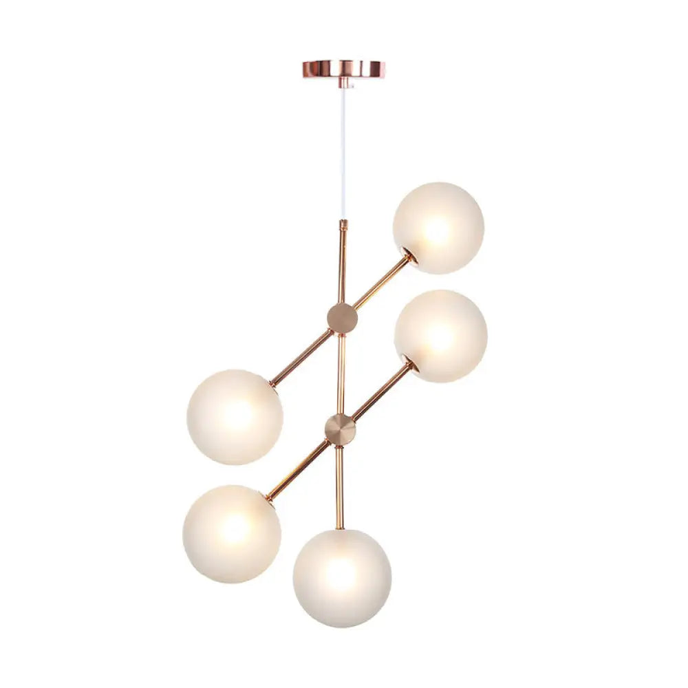 Minimalist 3/5-Light Spherical Glass Chandelier For Living Room - Smoke Gray/White/Clear Pendant