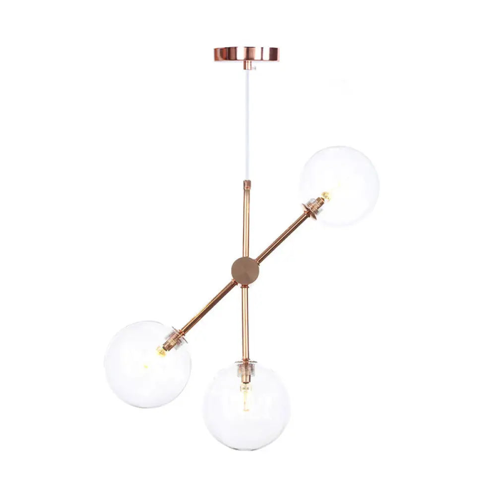 Minimalist 3/5-Light Spherical Glass Chandelier For Living Room - Smoke Gray/White/Clear Pendant