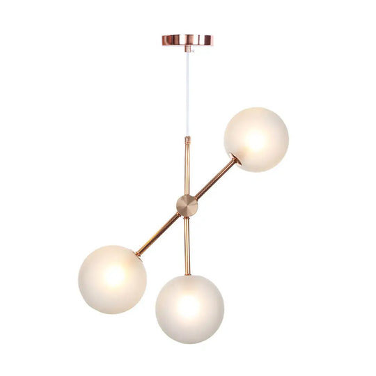 Minimalist 3/5-Light Spherical Glass Chandelier For Living Room - Smoke Gray/White/Clear Pendant