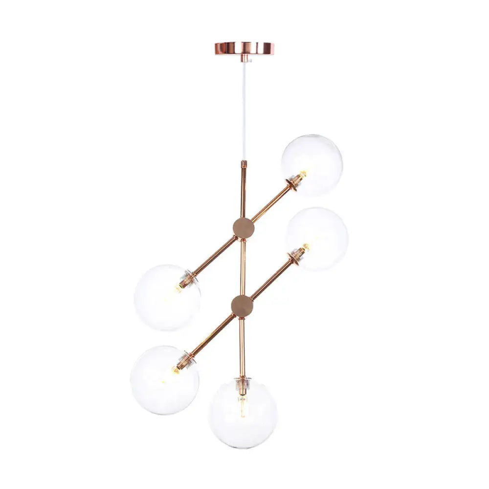 Minimalist 3/5-Light Spherical Glass Chandelier For Living Room - Smoke Gray/White/Clear Pendant