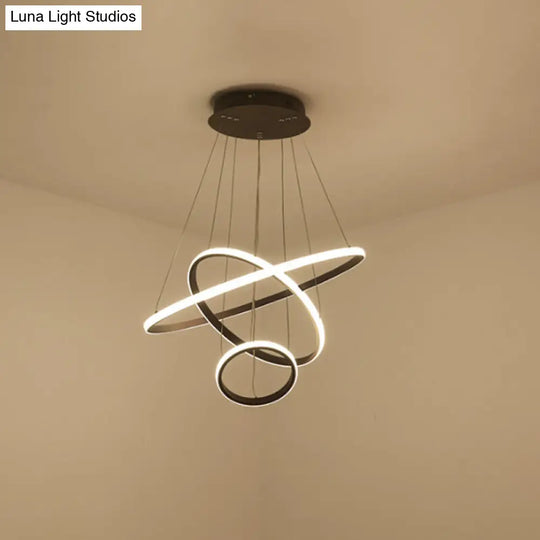 Minimalist Acrylic Led Chandelier - Circle Design White/Coffee Available In Small And Large Ceiling