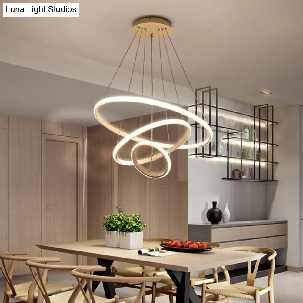 Minimalist Acrylic Led Chandelier - Circle Design White/Coffee Available In Small And Large Ceiling