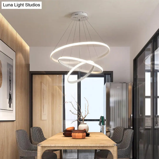 Minimalist Acrylic Led Chandelier - Circle Design White/Coffee Available In Small And Large Ceiling