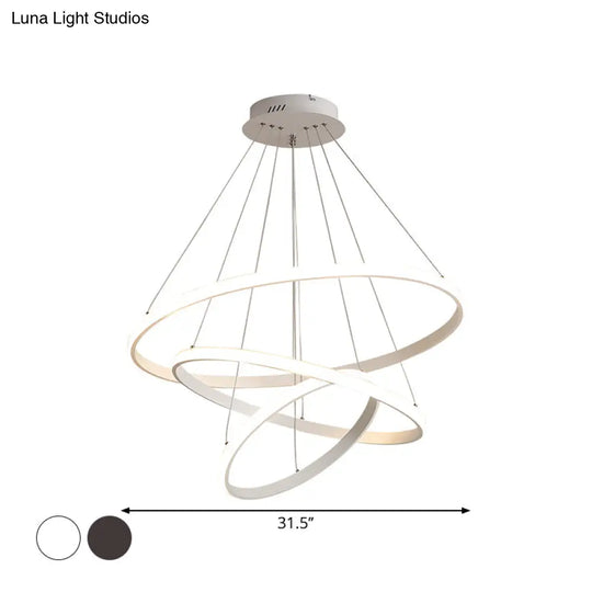 Minimalist 3-Head Led Acrylic Ceiling Suspension Chandelier - White/Coffee Small/Large