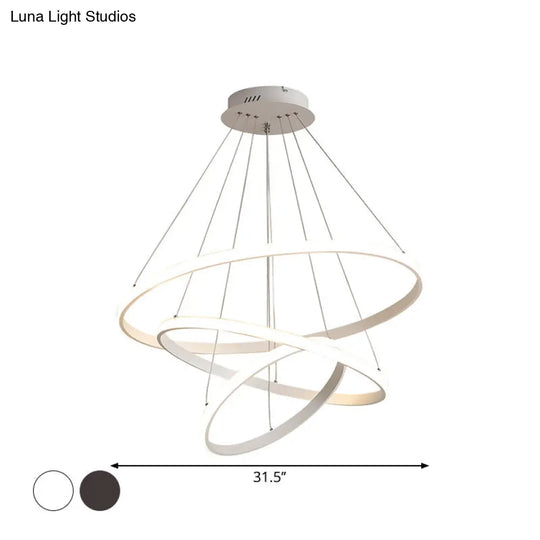 Minimalist Acrylic Led Chandelier - Circle Design White/Coffee Available In Small And Large Ceiling