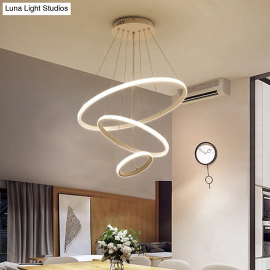 Minimalist Acrylic Led Chandelier - Circle Design White/Coffee Available In Small And Large Ceiling