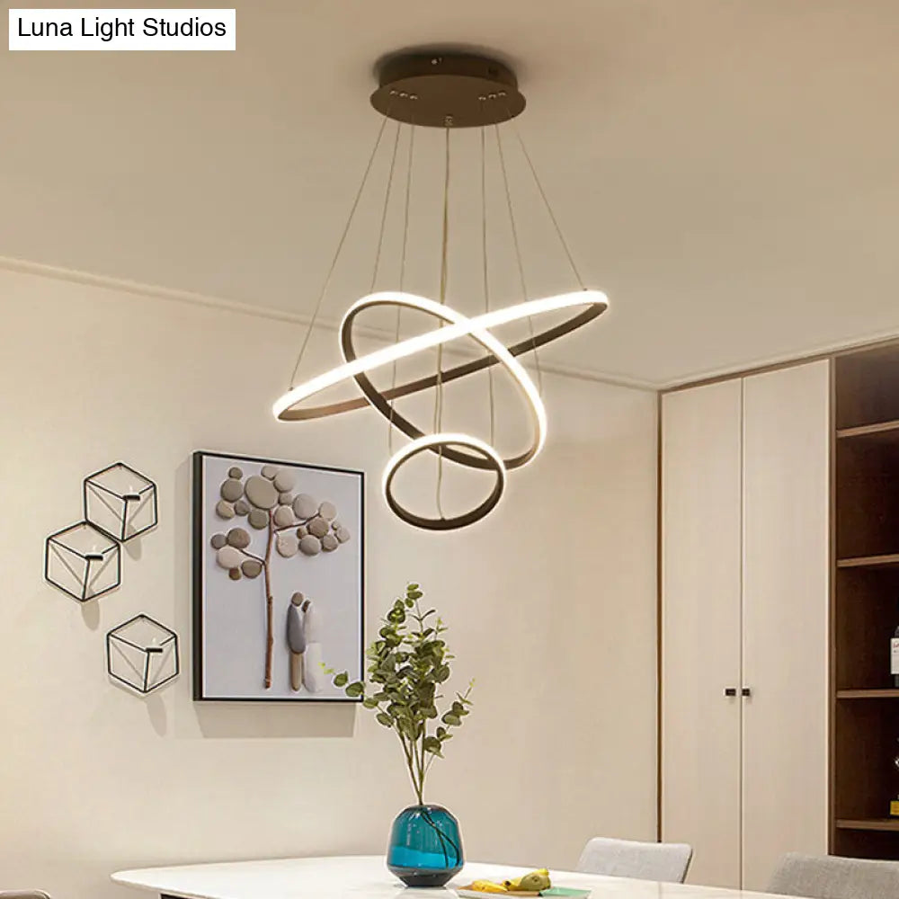 Minimalist Acrylic Led Chandelier - Circle Design White/Coffee Available In Small And Large Ceiling