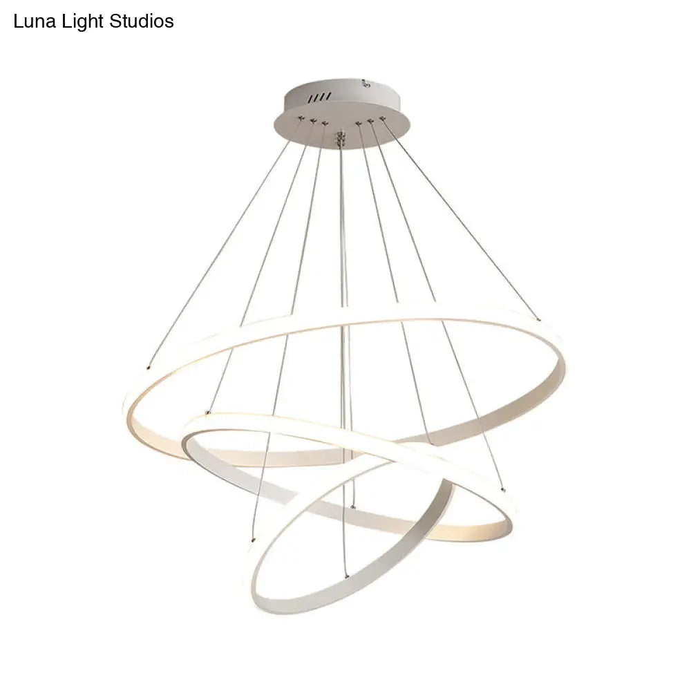 Minimalist Acrylic Led Chandelier - Circle Design White/Coffee Available In Small And Large Ceiling