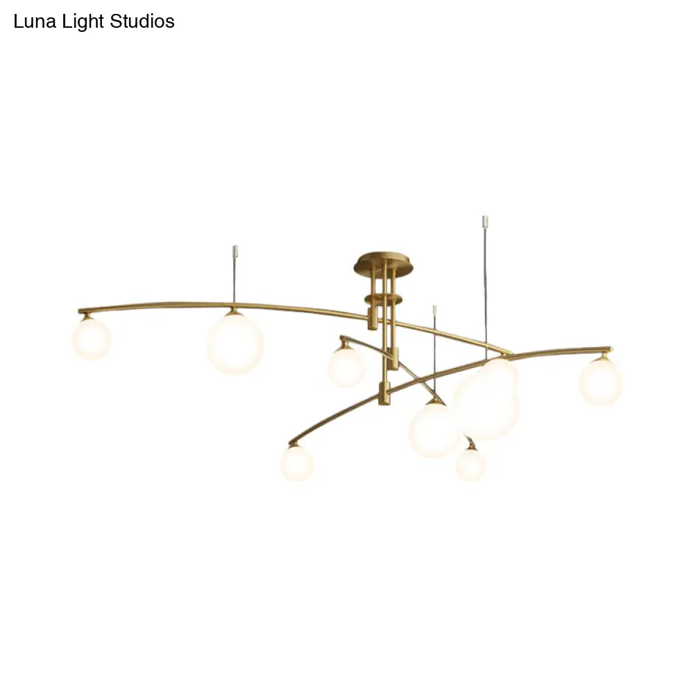 Minimalist 3-Layer Bedroom Chandelier - Metallic 6/9-Light Hanging Lamp In Black/Gold With White