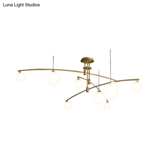 Minimalist 3-Layer Bedroom Chandelier - Metallic 6/9-Light Hanging Lamp In Black/Gold With White