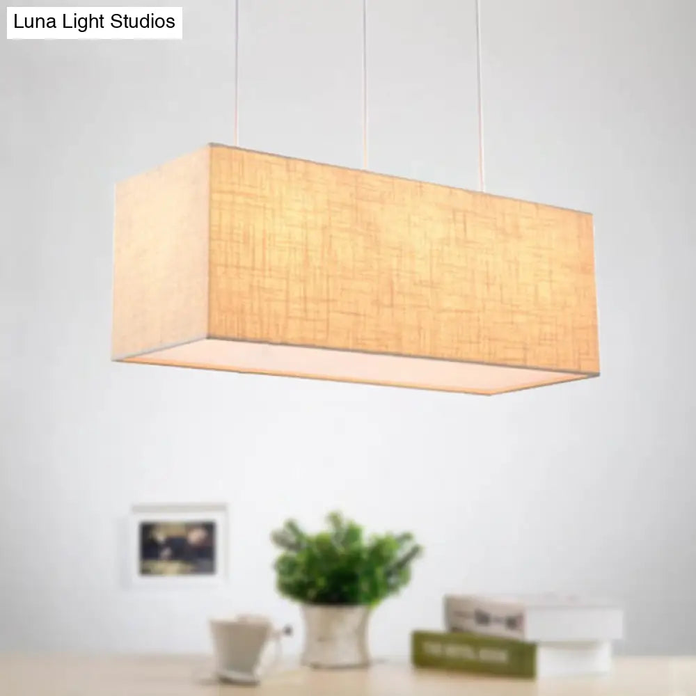 Minimalist 3-Light Fabric Island Fixture In Flaxen Suspension