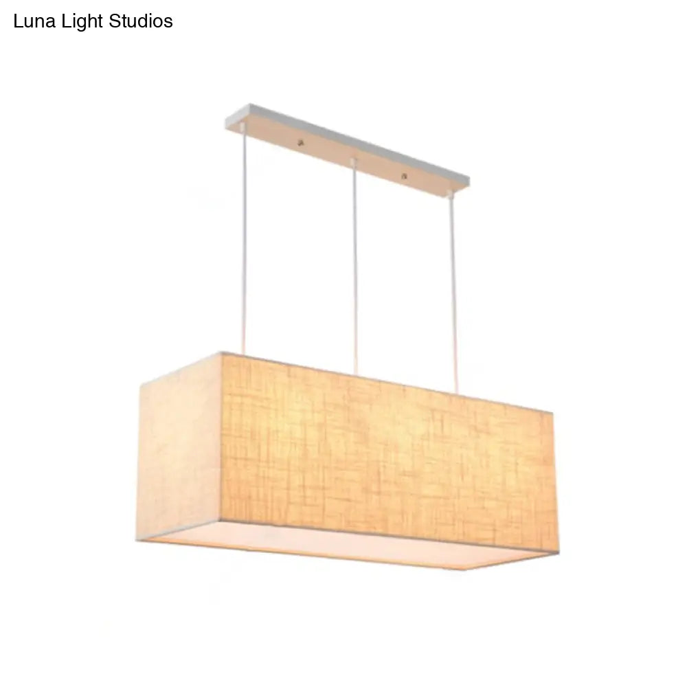 Minimalist 3-Light Fabric Island Fixture In Flaxen Suspension