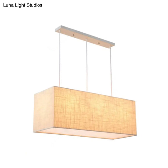 Minimalist 3-Light Fabric Island Fixture In Flaxen Suspension