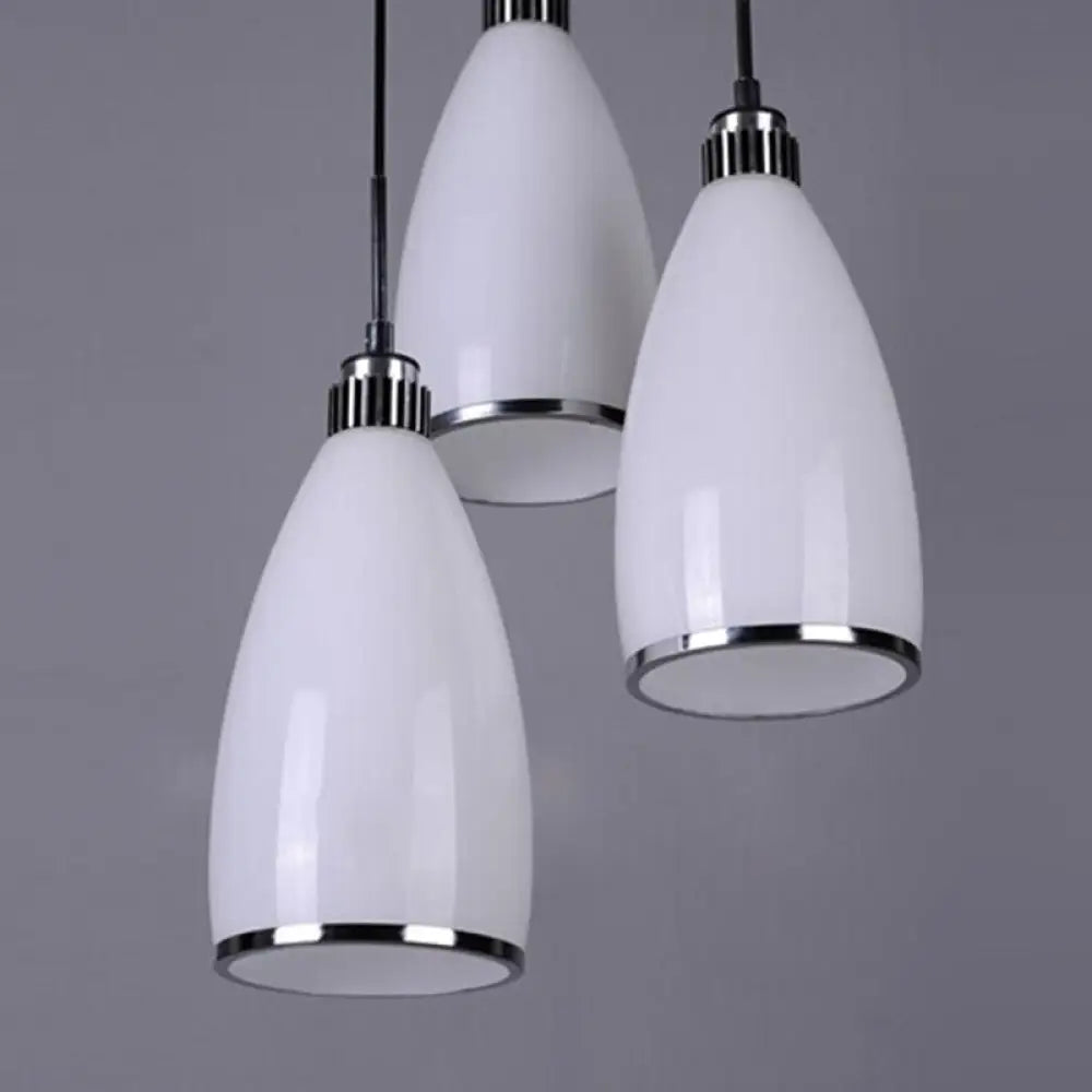 Minimalist 3-Light Satin Opal Glass Cluster Pendant In Chrome - Perfect For Dining Room / Round