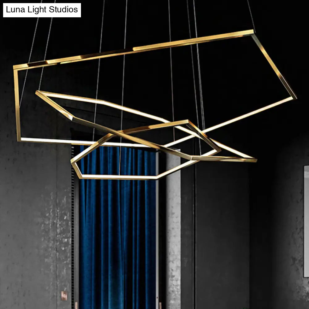 Modern 3-Tiered Led Hanging Chandelier With Minimalist Wood Acrylic Design Warm/Natural Light