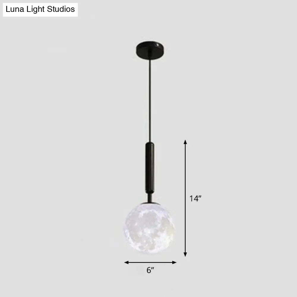 Minimalist 3D Printed Moon Pendant Light - Creative Metal Hanging Lamp