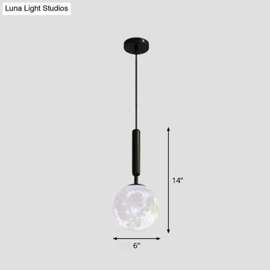 Minimalist 3D Printed Moon Pendant Light - Creative Metal Hanging Lamp