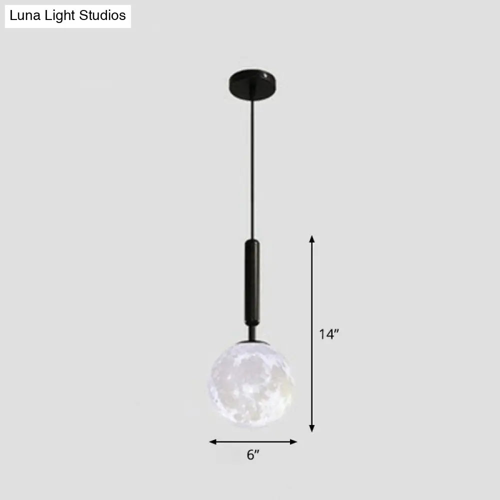 Minimalist Metal Crescent Pendant Light - 3D Printed Moon Shape Single Hanging Lamp