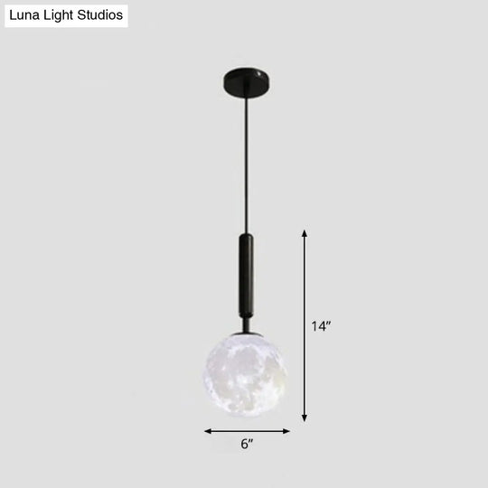 Minimalist Metal Crescent Pendant Light - 3D Printed Moon Shape Single Hanging Lamp