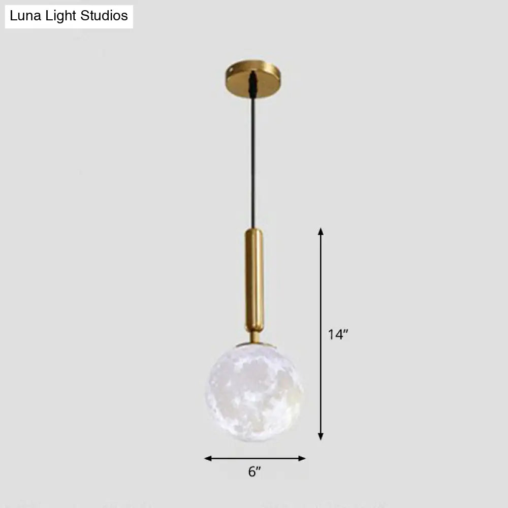 Minimalist 3D Printed Moon Pendant Light - Creative Metal Hanging Lamp