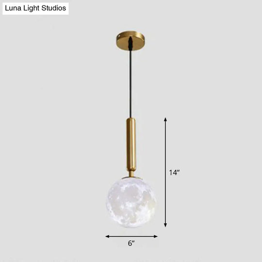 Minimalist 3D Printed Moon Pendant Light - Creative Metal Hanging Lamp