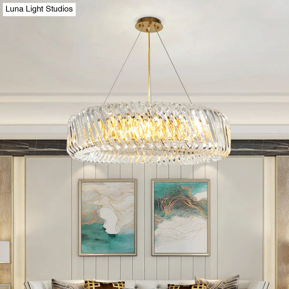 Minimalist K9 Crystal Chandelier Pendant Light Fixture - Available In 4/8/12 Lights Gold 12 /