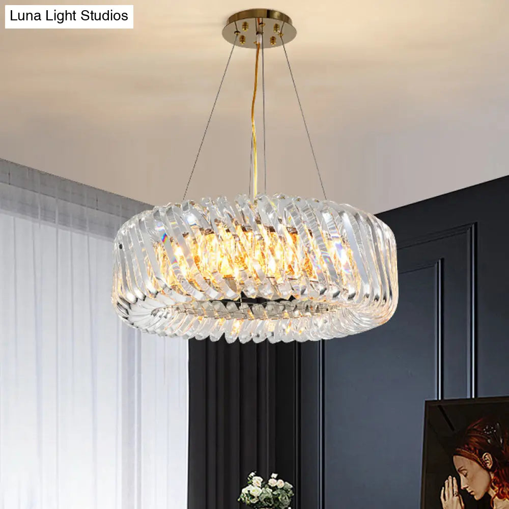 Minimalist K9 Crystal Chandelier Pendant Light Fixture - Available In 4/8/12 Lights Gold 8 /