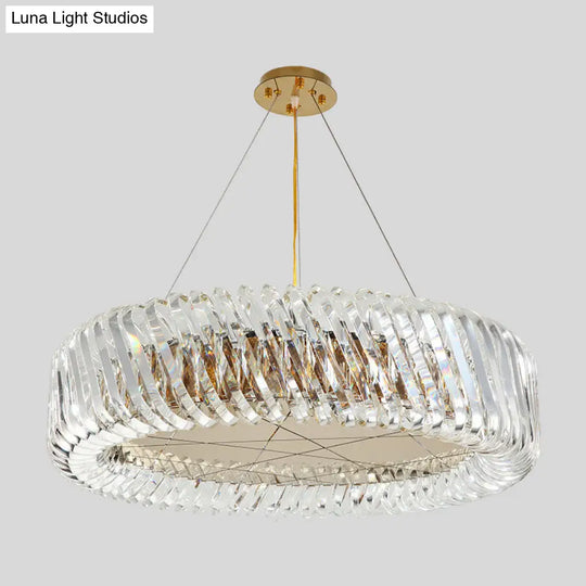 Minimalist K9 Crystal Chandelier Pendant Light Fixture - Available In 4/8/12 Lights Gold