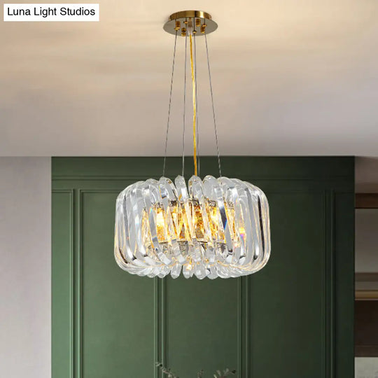 Minimalist K9 Crystal Chandelier Pendant Light Fixture - Available In 4/8/12 Lights Gold