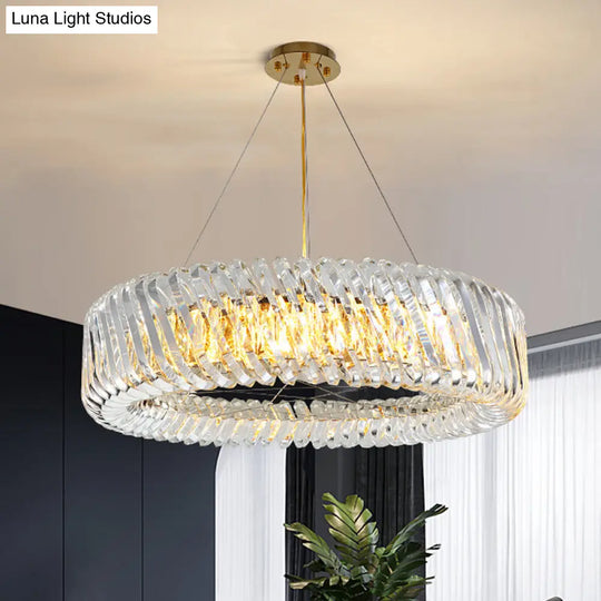 Minimalist K9 Crystal Chandelier Pendant Light Fixture - Available In 4/8/12 Lights Gold