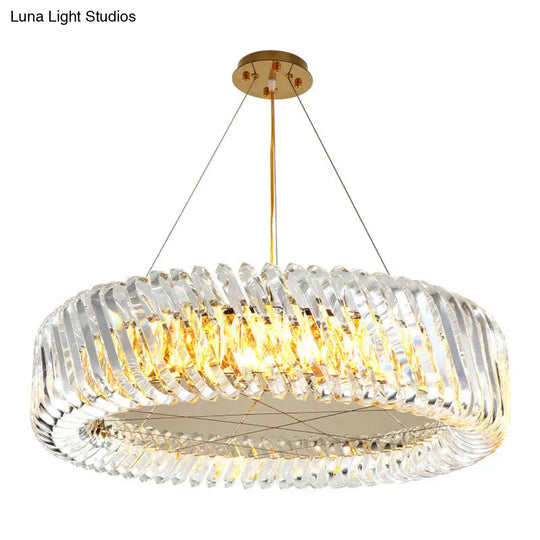 Minimalist K9 Crystal Chandelier Pendant Light Fixture - Available In 4/8/12 Lights Gold